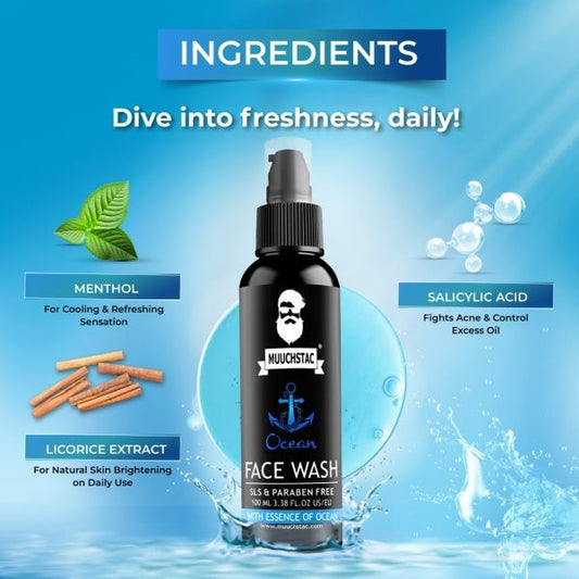 Muuchstac Ocean Face Wash | Fight Acne & Pimples, Brighten Skin, Clears